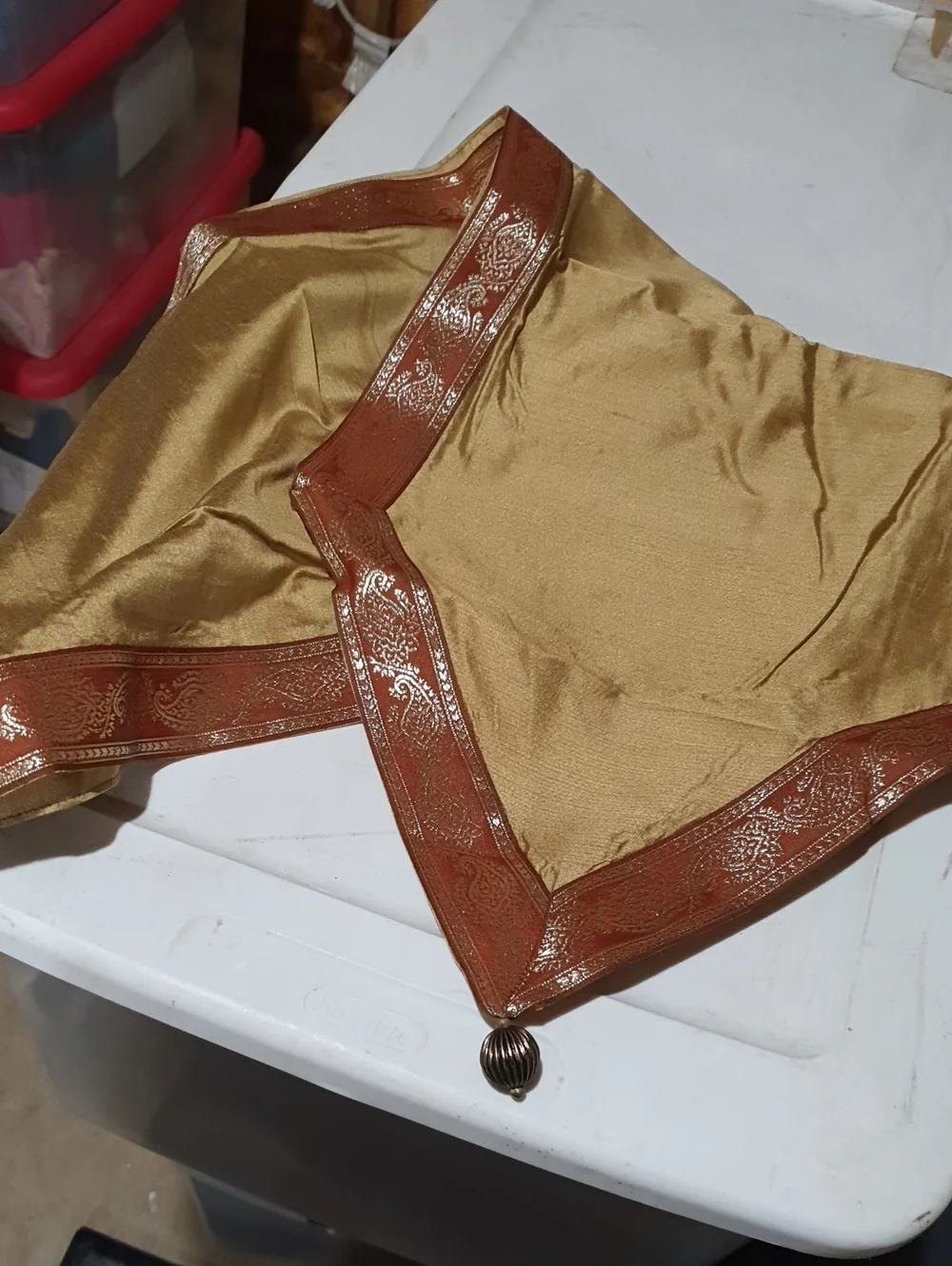 Metallic Gold Table Runner with Decorative Trim